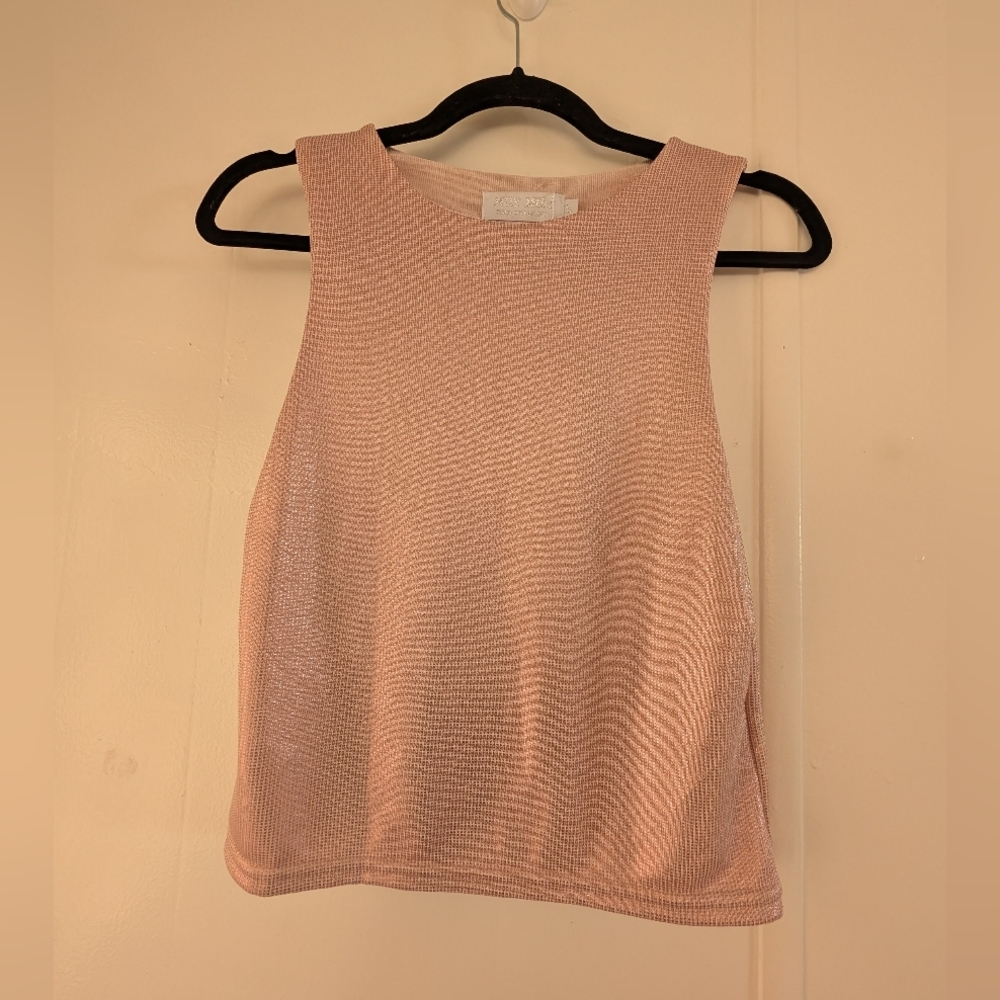 Rose Gold Sleeveless Tank Top with Shine